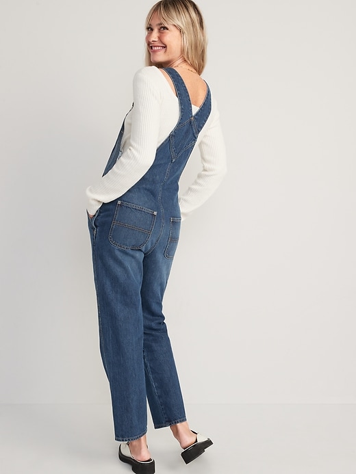 Image number 2 showing, Slouchy Straight Workwear Non-Stretch Jean Overalls