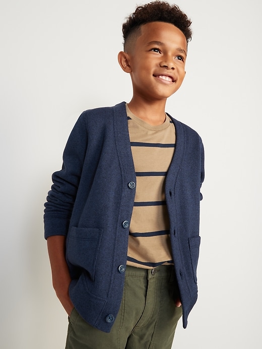 Old Navy Long-Sleeve Button-Front Sweater-Fleece Cardigan for Boys. 1