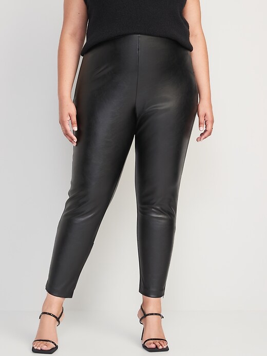 Image number 7 showing, Extra High-Waisted Faux-Leather Zip Ankle Leggings for Women