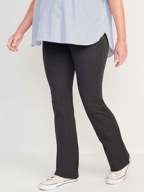 Maternity Full-Panel Pixie Flare Pants - Dark Heathered Gray