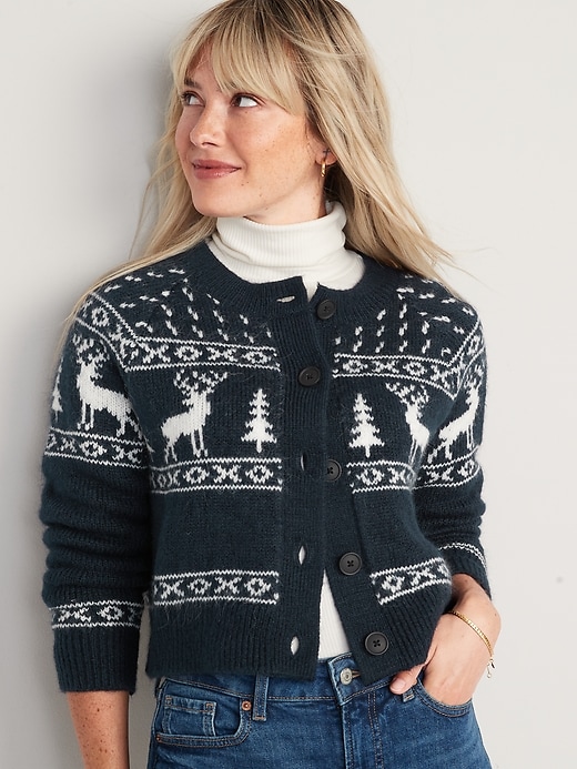Image number 1 showing, Matching Holiday Fair Isle Cardigan Sweater