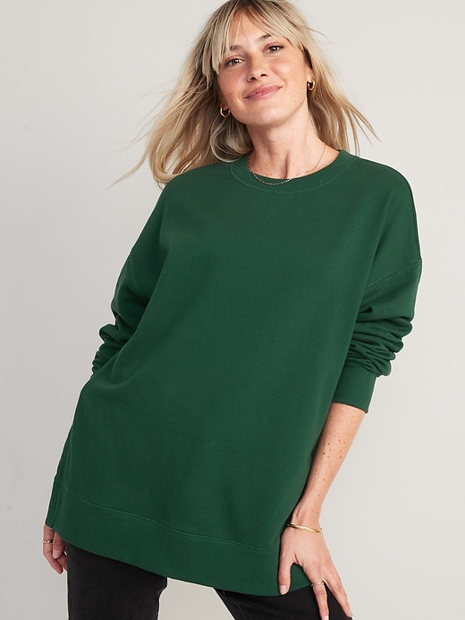 Image number 1 showing, Oversized Boyfriend Garment-Dyed Tunic Sweatshirt for Women