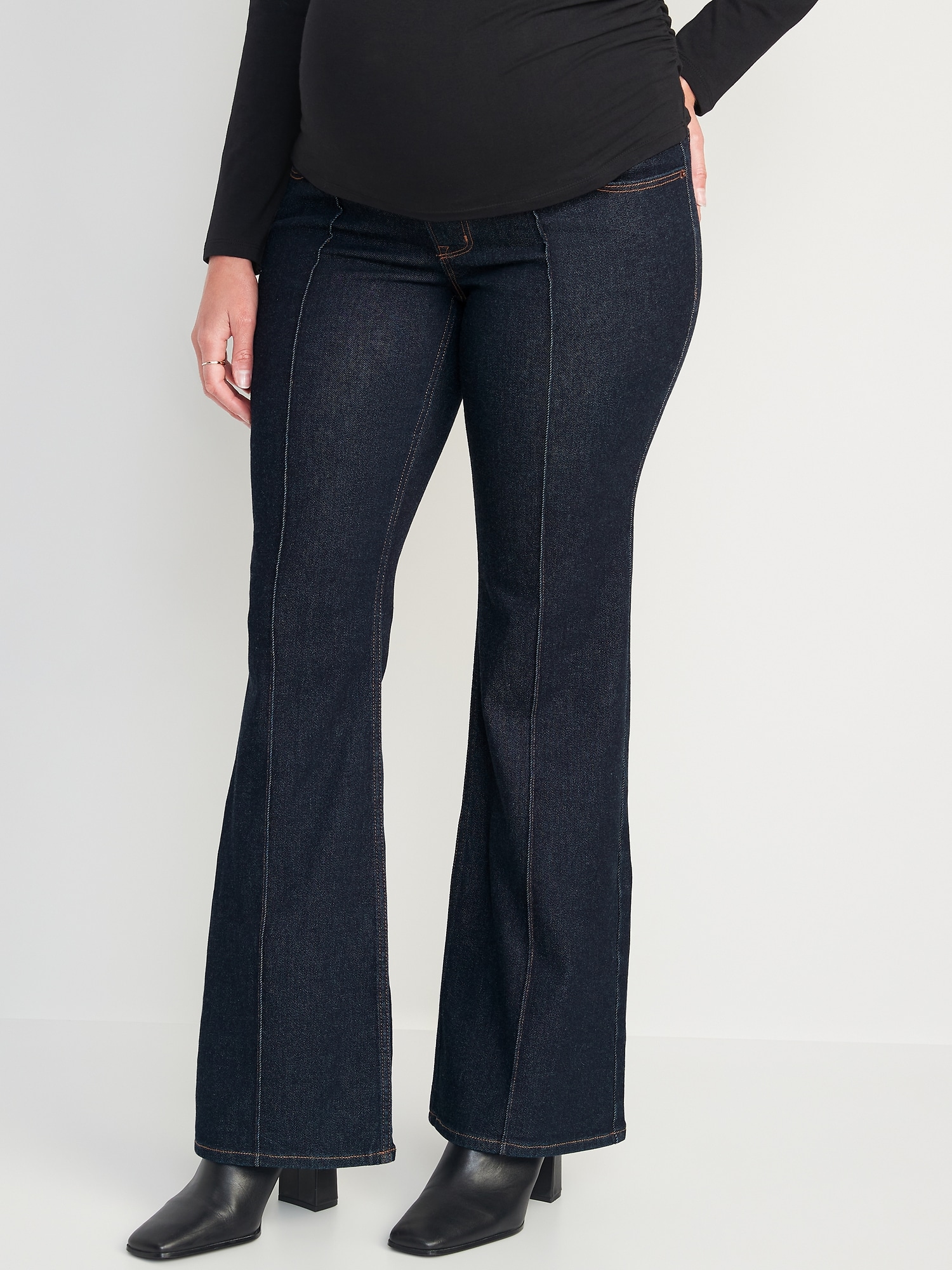 Maternity Full Panel Flare Pintuck Jeans Old Navy
