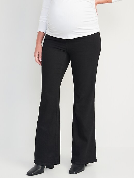 Image number 1 showing, Maternity Full Panel Flare Black Jeans