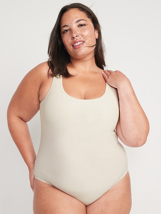 Image number 6 showing, Fitted Rib-Knit Sleeveless Shelf-Bra Bodysuit for Women