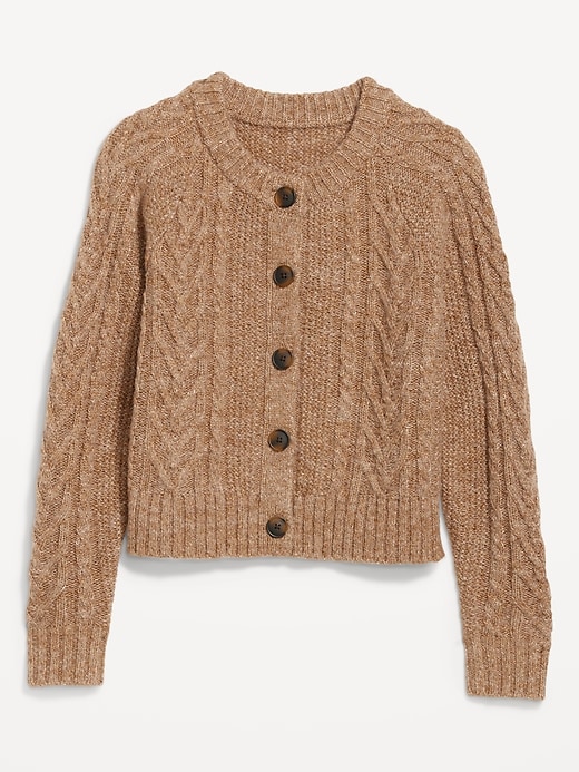 Image number 4 showing, Heathered Cable-Knit Cardigan Sweater