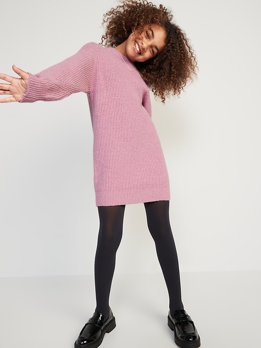 View large product image 1 of 3. Blouson-Sleeve Cocoon Sweater Dress for Girls