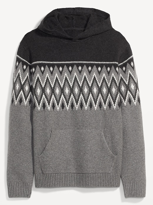 View large product image 1 of 1. Patterned Pullover Sweater Hoodie