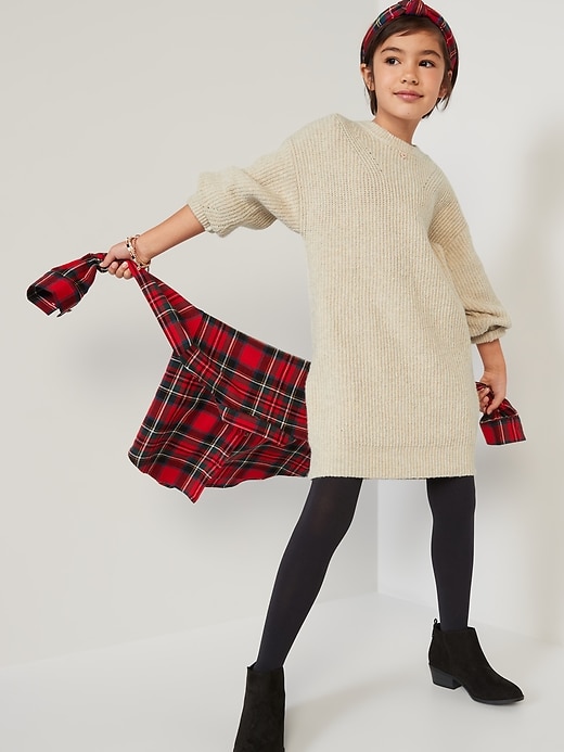 View large product image 1 of 3. Blouson-Sleeve Cocoon Sweater Dress for Girls