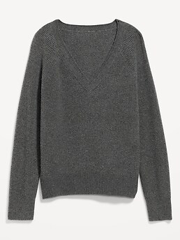 Ladies grey clearance v neck jumper