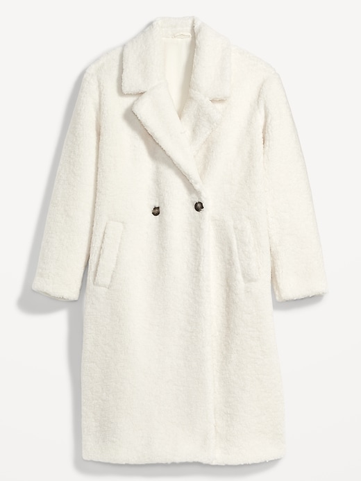 Image number 4 showing, Long Double-Breasted Sherpa Coat for Women