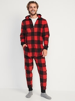 Gender-Neutral Matching Print Microfleece One-Piece Pajamas for