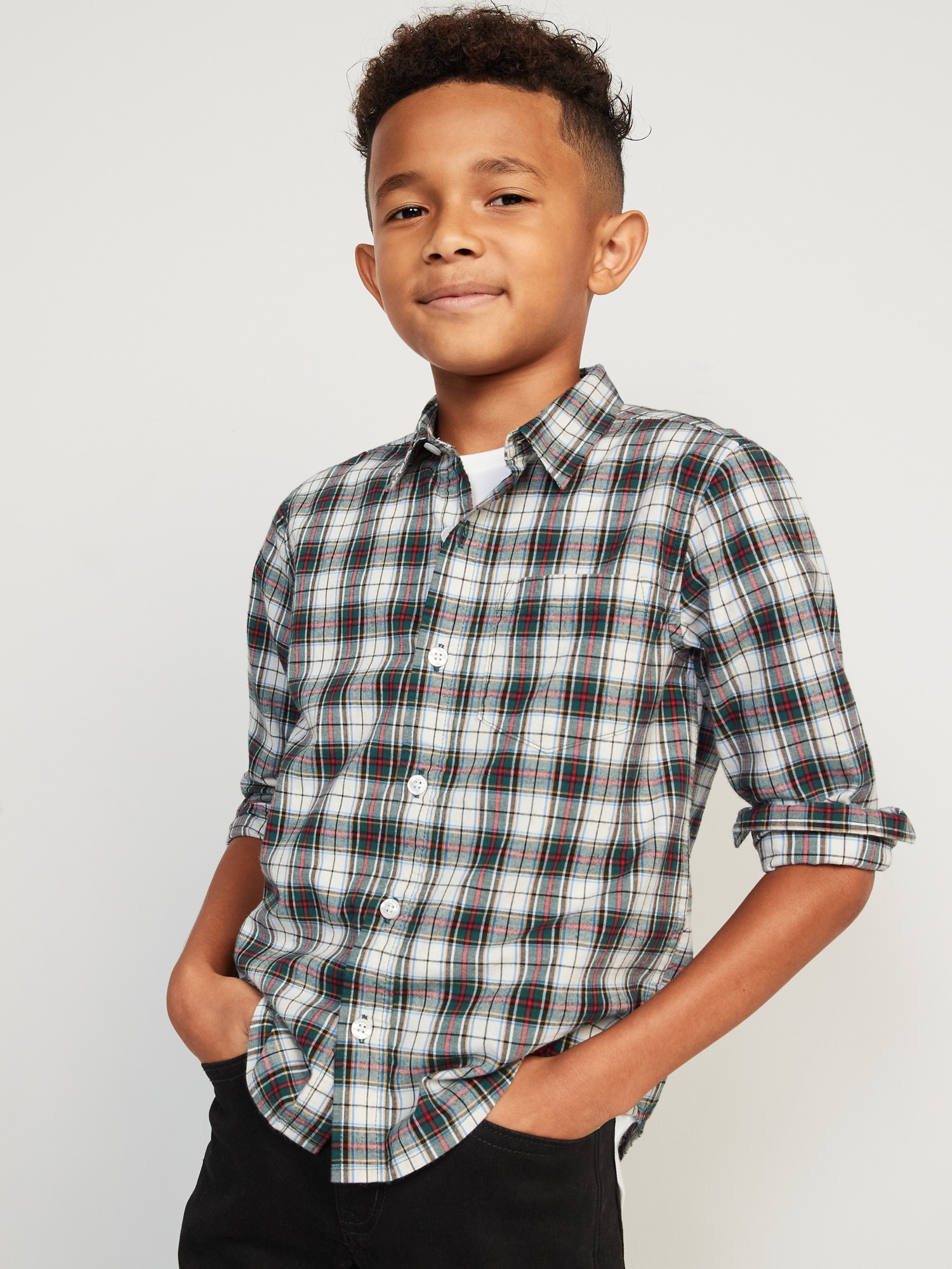 Old Navy Blue Grey Plaid LS Shirt Boys – Revived Clothing Exchange