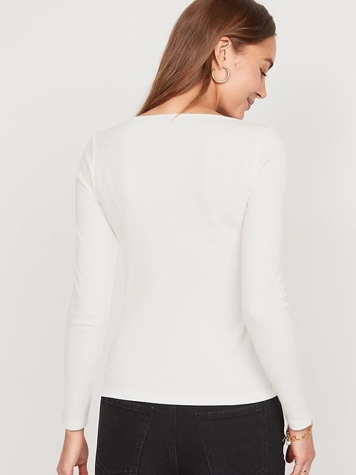 Image number 2 showing, Fitted Long-Sleeve Rib-Knit Top