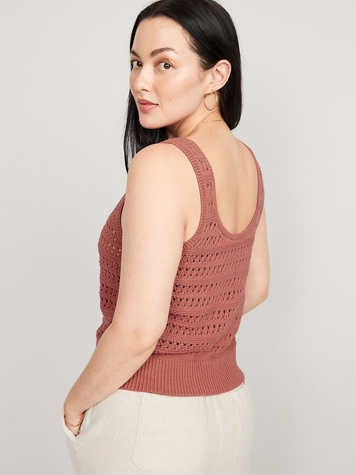 Image number 6 showing, Cropped Open-Knit Sweater Tank Top