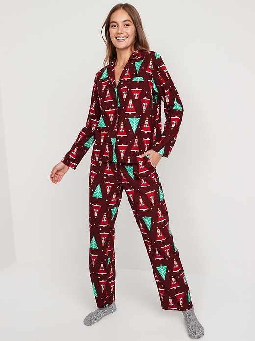 Image number 1 showing, Printed Flannel Pajama Set for Women
