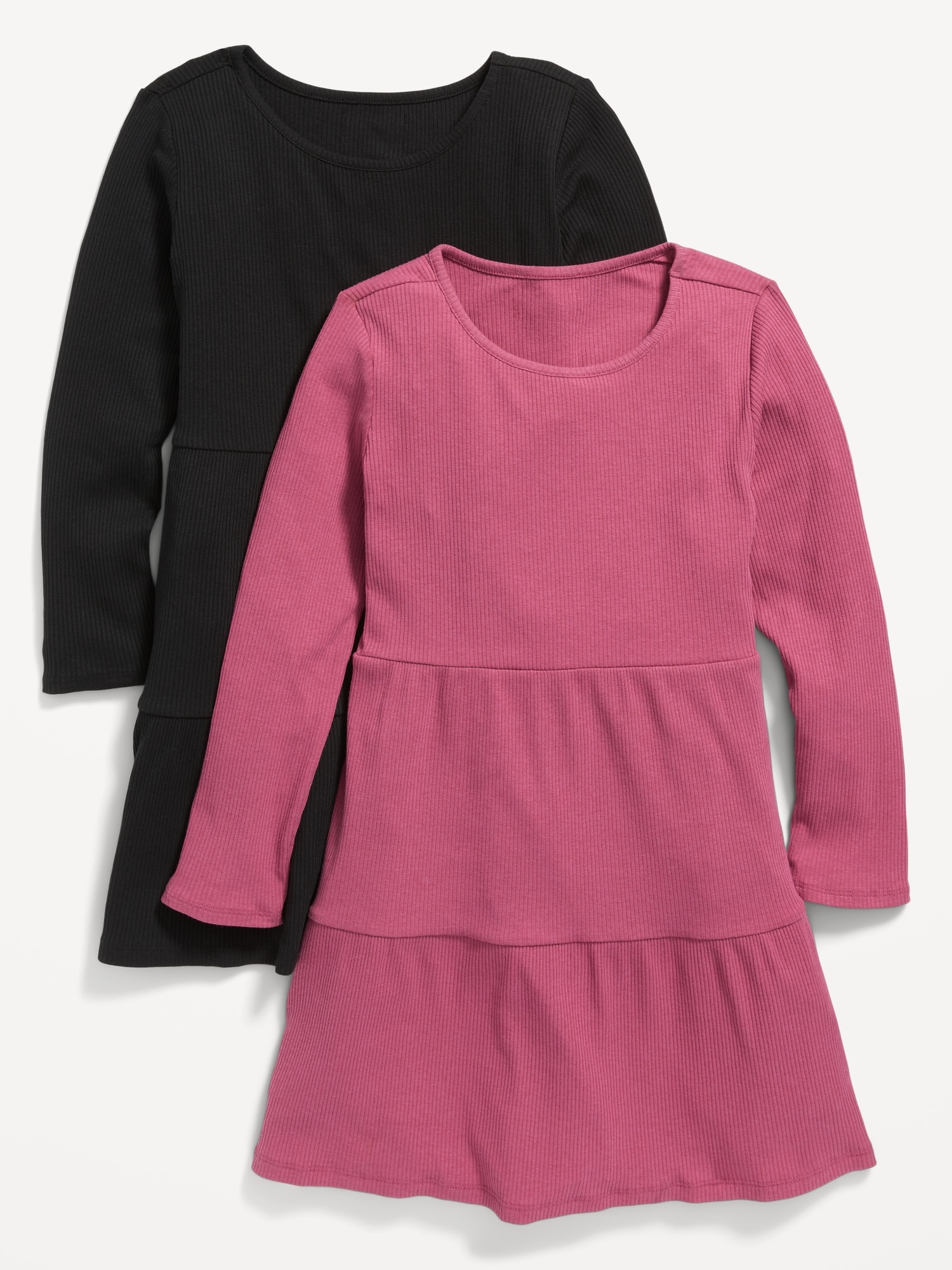Oldnavy Long-Sleeve Tiered Rib-Knit Swing Dress 2-Pack for Girls