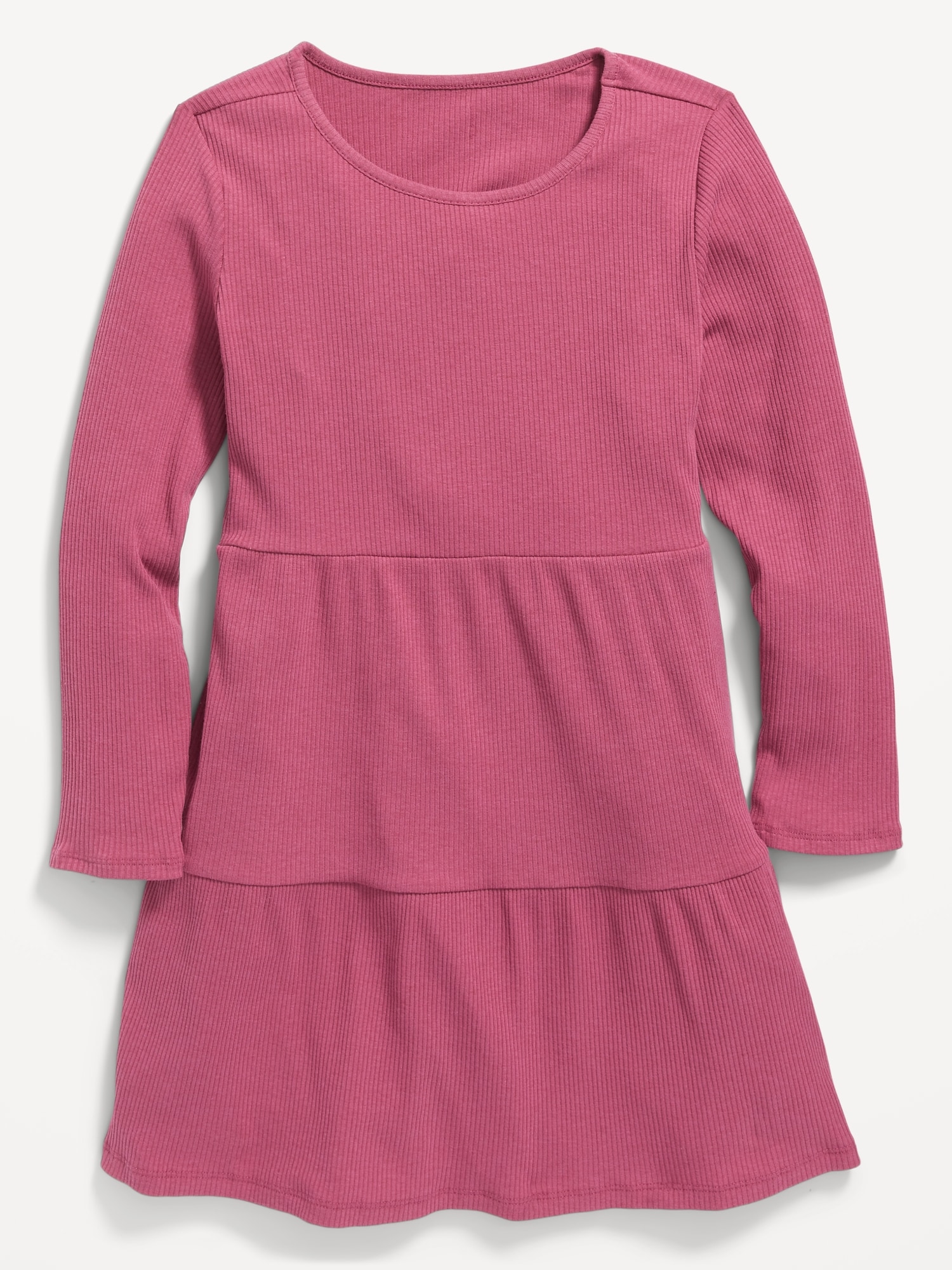 Long-Sleeve Tiered Rib-Knit Swing Dress for Girls | Old Navy