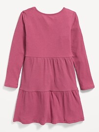 View large product image 3 of 3. Long-Sleeve Tiered Rib-Knit Swing Dress for Girls