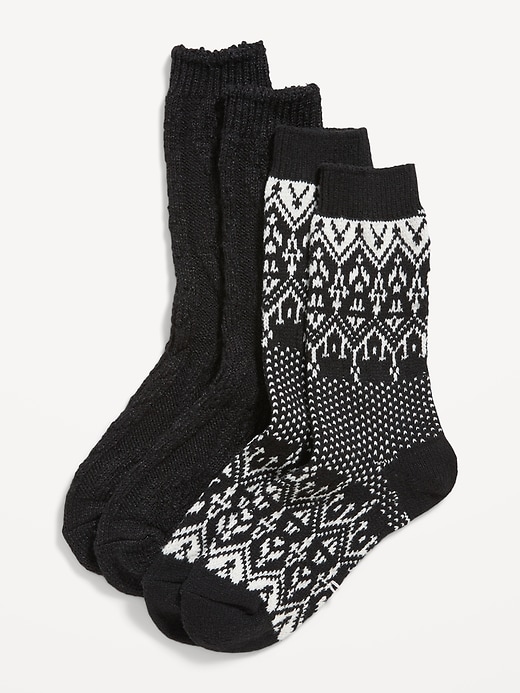View large product image 1 of 1. 2-Pack Variety Cable-Knit and Fair Isle Socks for Women