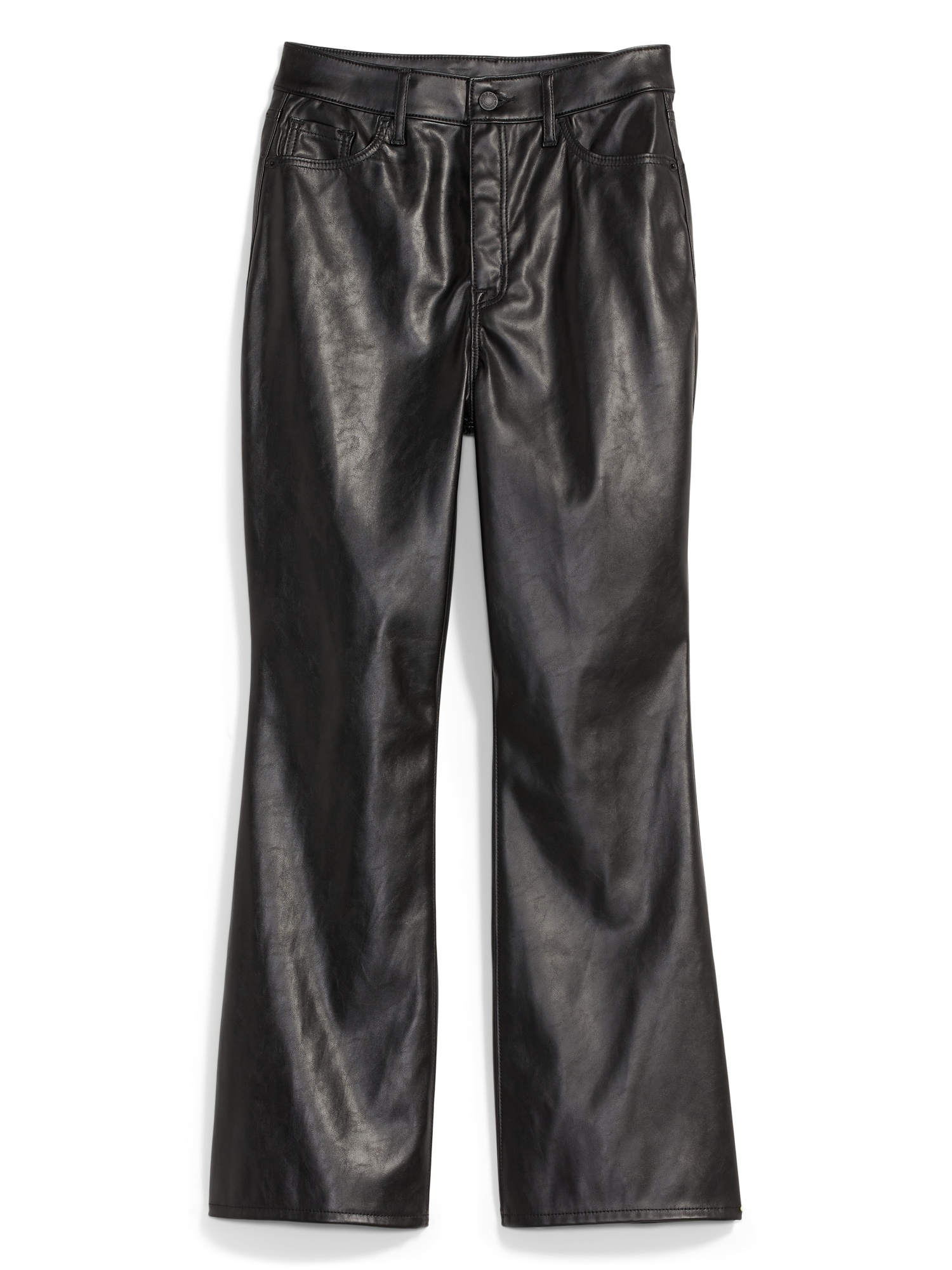 Higher High-Waisted Faux-Leather Cropped Flare Pants for Women | Old Navy