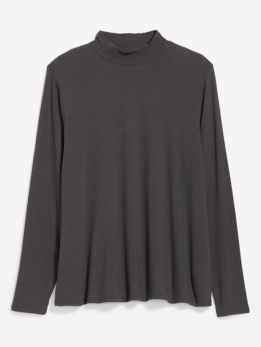 Image number 4 showing, Luxe Mock-Neck Rib-Knit Swing T-Shirt