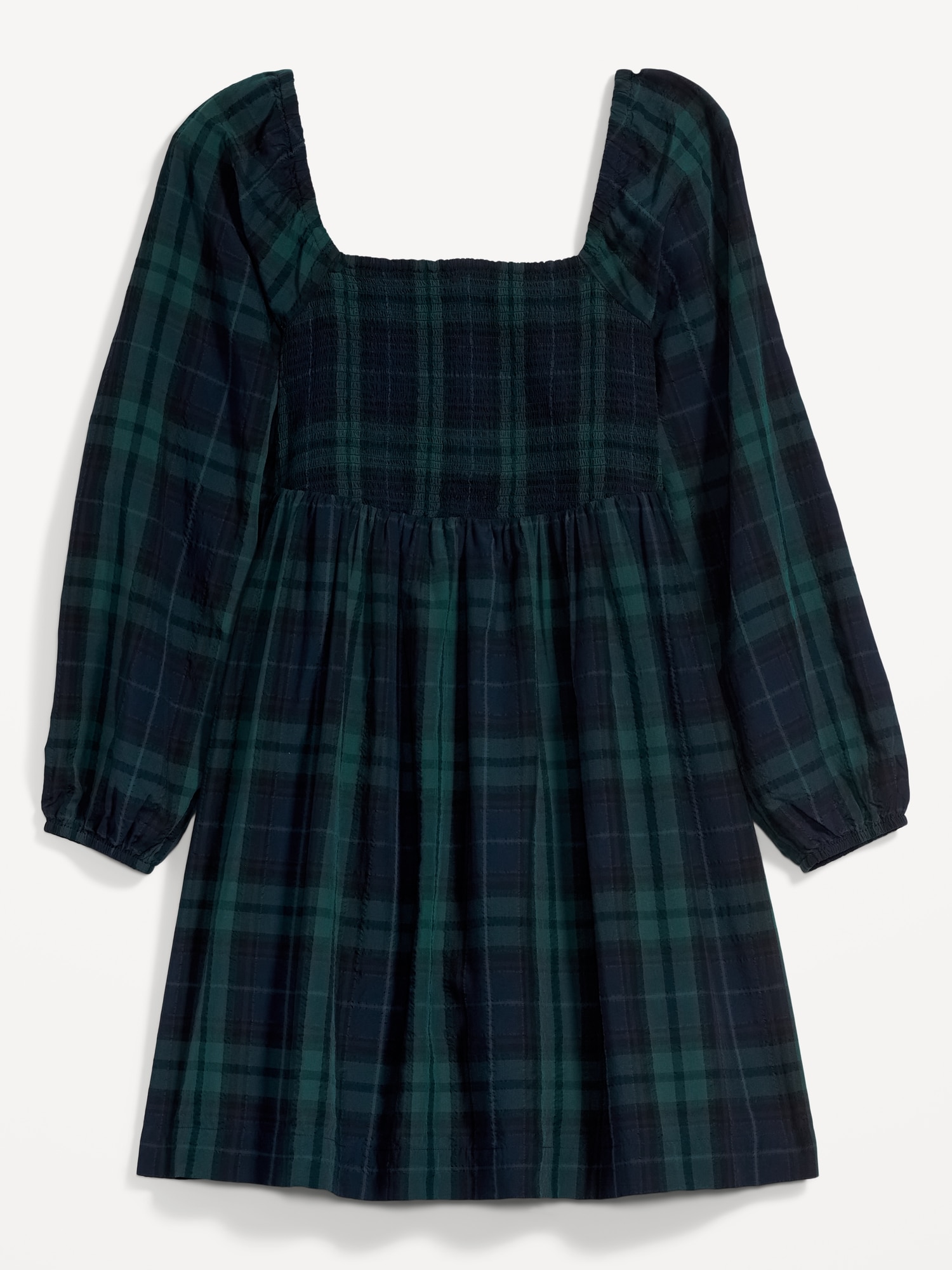 Fit & Flare Plaid Smocked Cutout Seersucker Mini Dress for Women