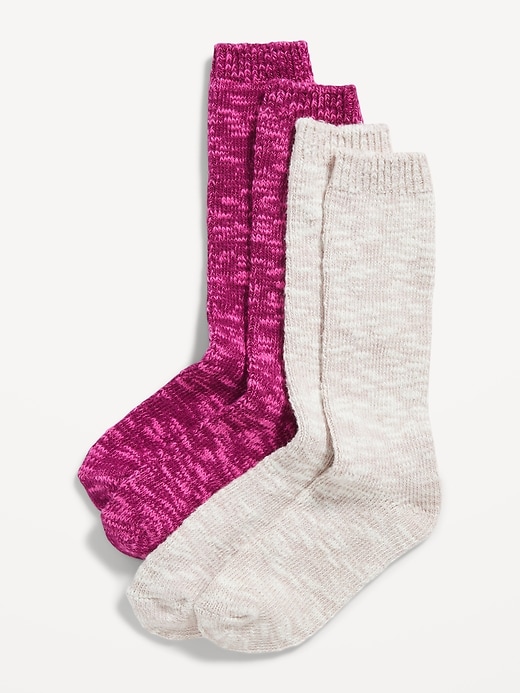 Cozy Marled-Knit Boot Socks 2-Pack for Girls