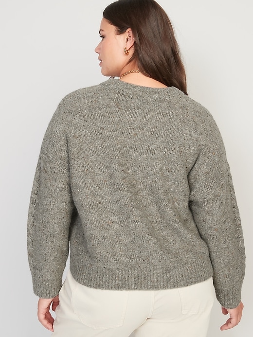 Image number 8 showing, Speckled Cable-Knit Sweater for Women