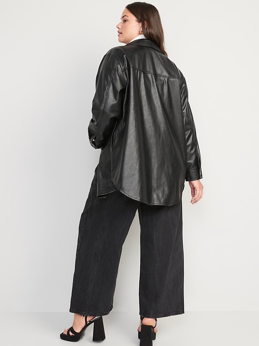 Image number 8 showing, Faux-Leather Shacket for Women