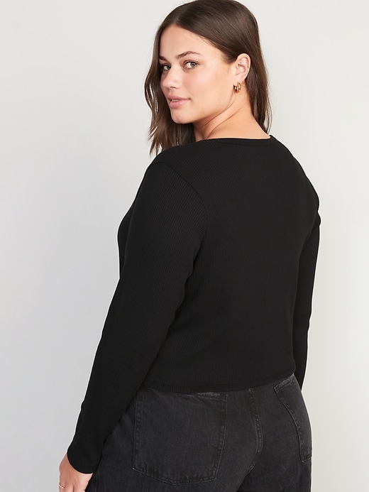 Cropped Navy Old Rib-Knit Women | Button-Down for T-Shirt
