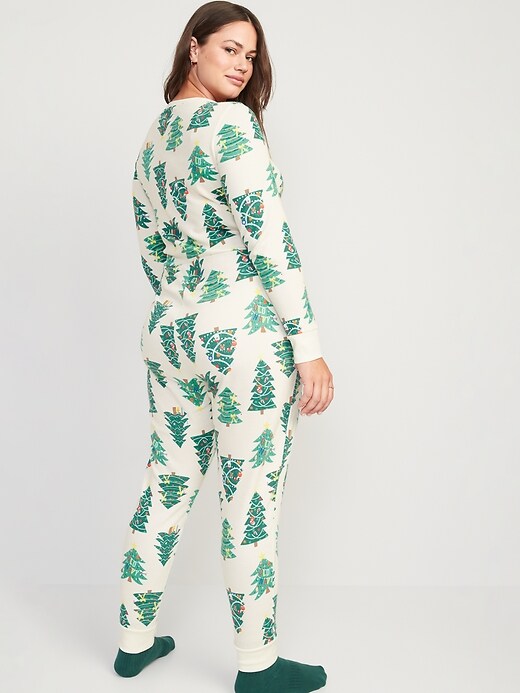 Image number 8 showing, Matching Printed Thermal-Knit One-Piece Pajamas