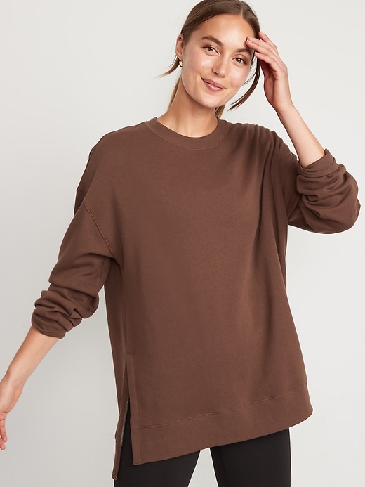 Image number 1 showing, Oversized Boyfriend Garment-Dyed Tunic Sweatshirt