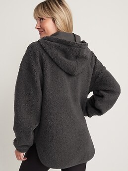 Cozy Sherpa Half-Zip Tunic Hoodie for Women | Old Navy