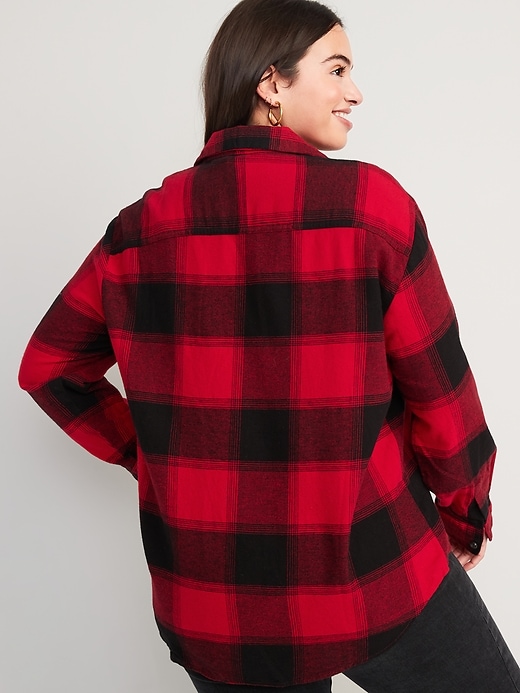 Image number 6 showing, Oversized Plaid Flannel Boyfriend Tunic Shirt