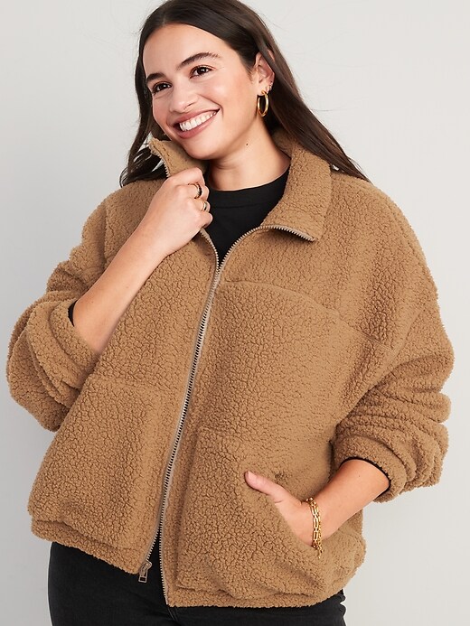Image number 5 showing, Slouchy Sherpa Zip Jacket for Women