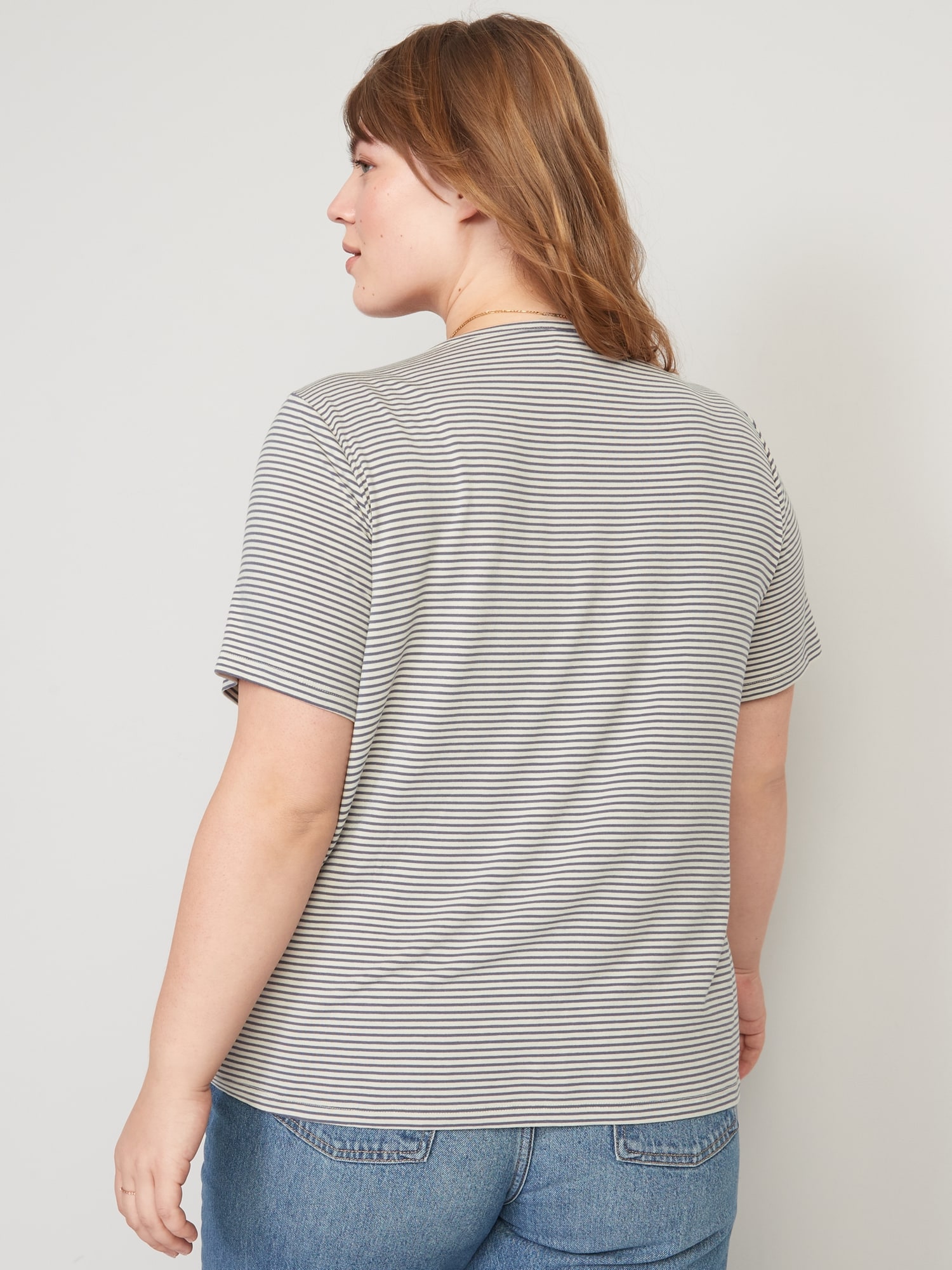 Luxe Striped T-Shirt for Navy | Women Old