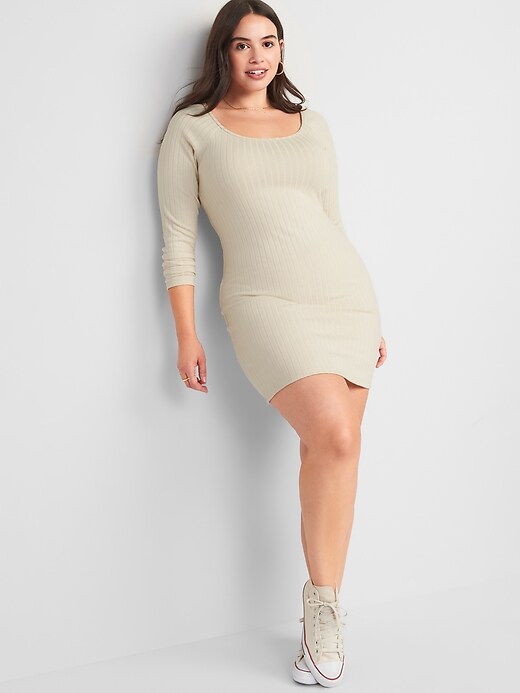 Image number 5 showing, Fitted Rib-Knit Mini Dress