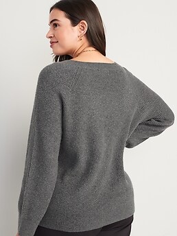 Shaker Stitch V-Neck Sweater - Light White Sand - Kiki