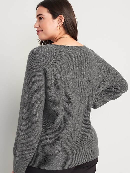 V-Neck Heathered Shaker-Stitch Cocoon Sweater for Women | Old Navy