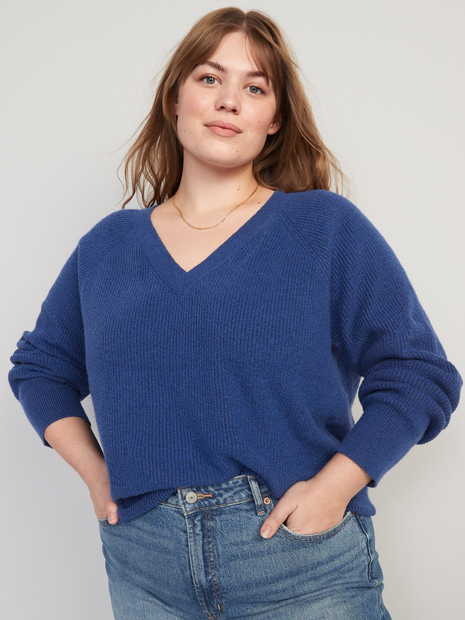 V-Neck Shaker-Stitch Cocoon Sweater for Women | Old Navy