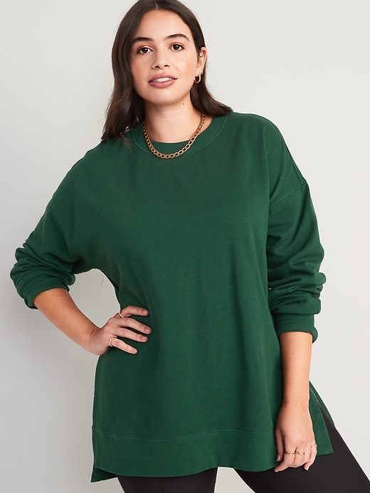 Image number 3 showing, Oversized Boyfriend Garment-Dyed Tunic Sweatshirt for Women