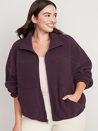 Slouchy Sherpa Zip Jacket for Women 