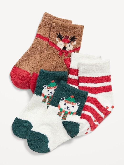 View large product image 1 of 1. Unisex Holiday Cozy Socks 3-Pack for Baby