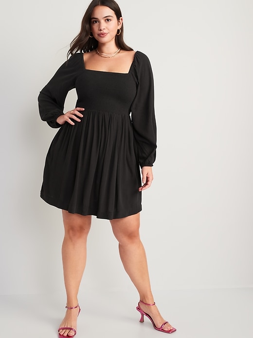 Fit & Flare Puff-Sleeve Smocked Mini Dress for Women | Old Navy