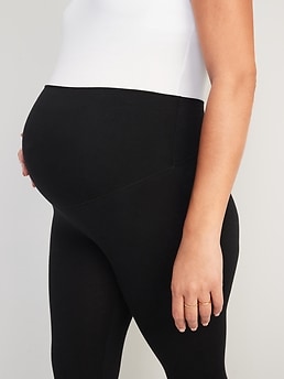 Black Mesh Side Panel Maternity Active Stirrup Leggings