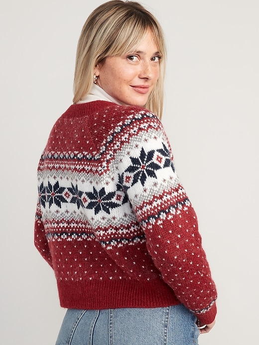 Image number 2 showing, Matching Holiday Fair Isle Cardigan Sweater for Women