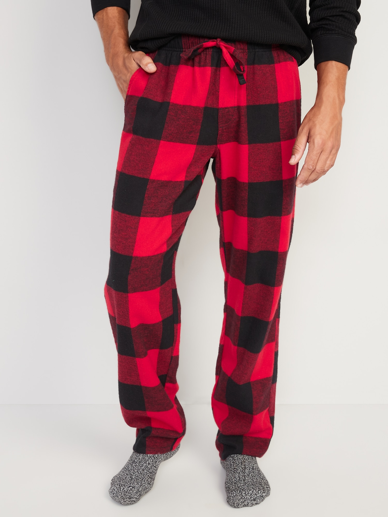 Old Navy Double-Brushed Flannel Pajama Pants for Men red. 1