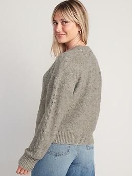 Speckled Cable-Knit Sweater for Women