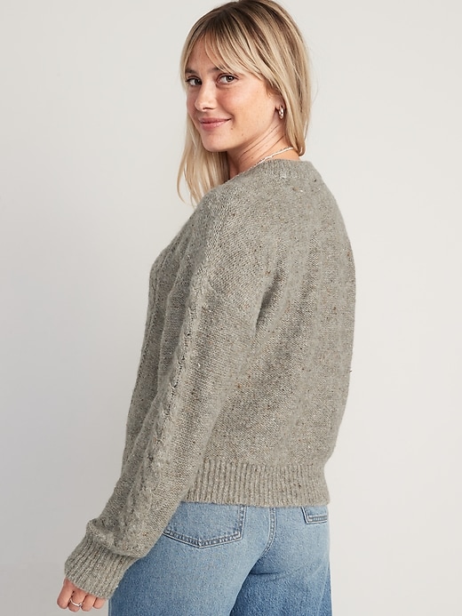 Image number 2 showing, Speckled Cable-Knit Sweater for Women